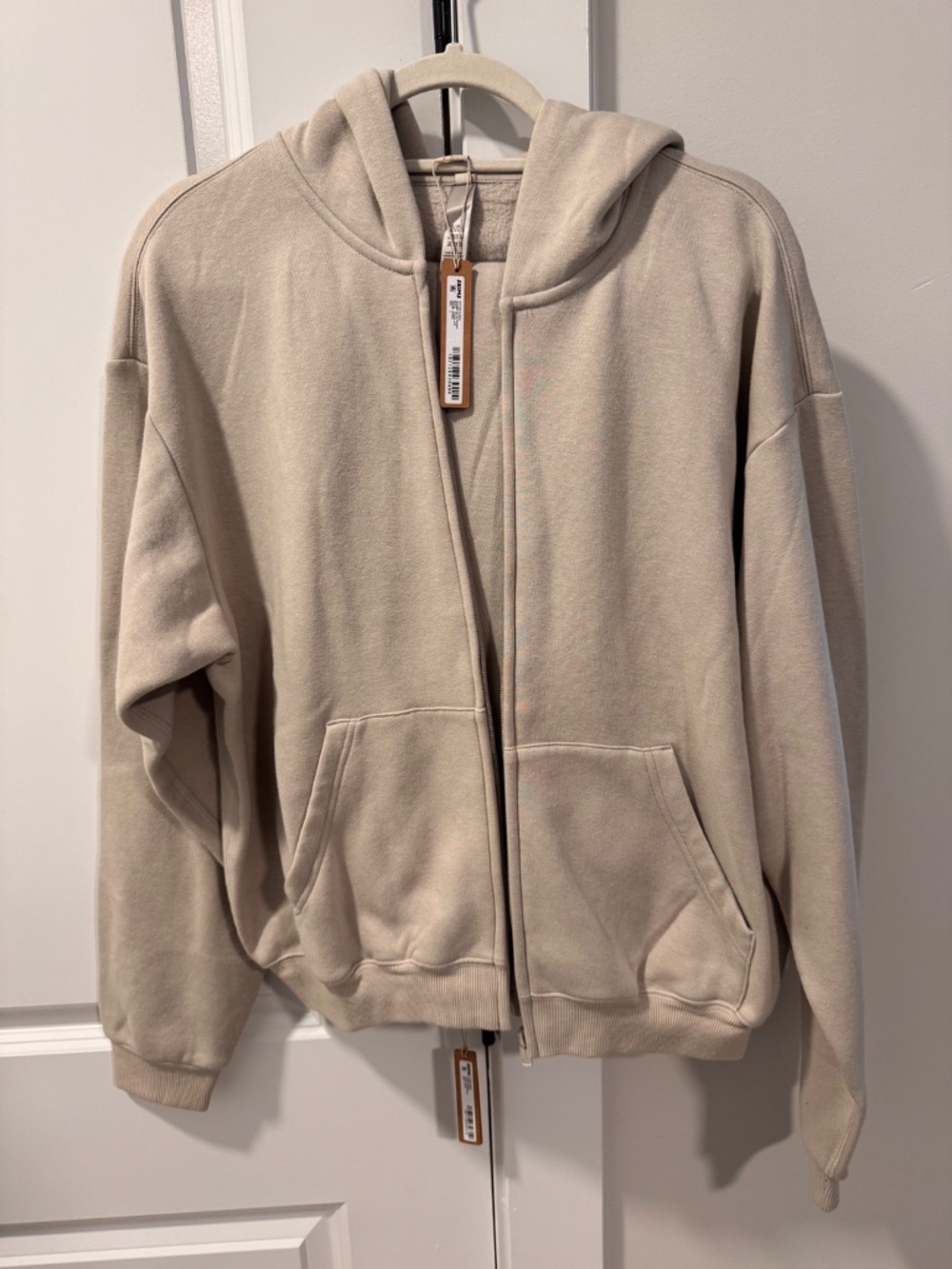 SKIMS Cotton Fleece Stone Sweat Set (inc zip sweatshirt and sweatpants) Size L - Picture 6 of 7